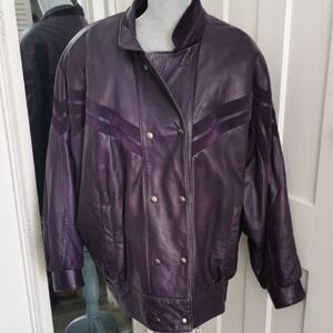 Vintage 80s oversized bomber purple jacket by Jeno de Paris.Madonnavibes Size 14